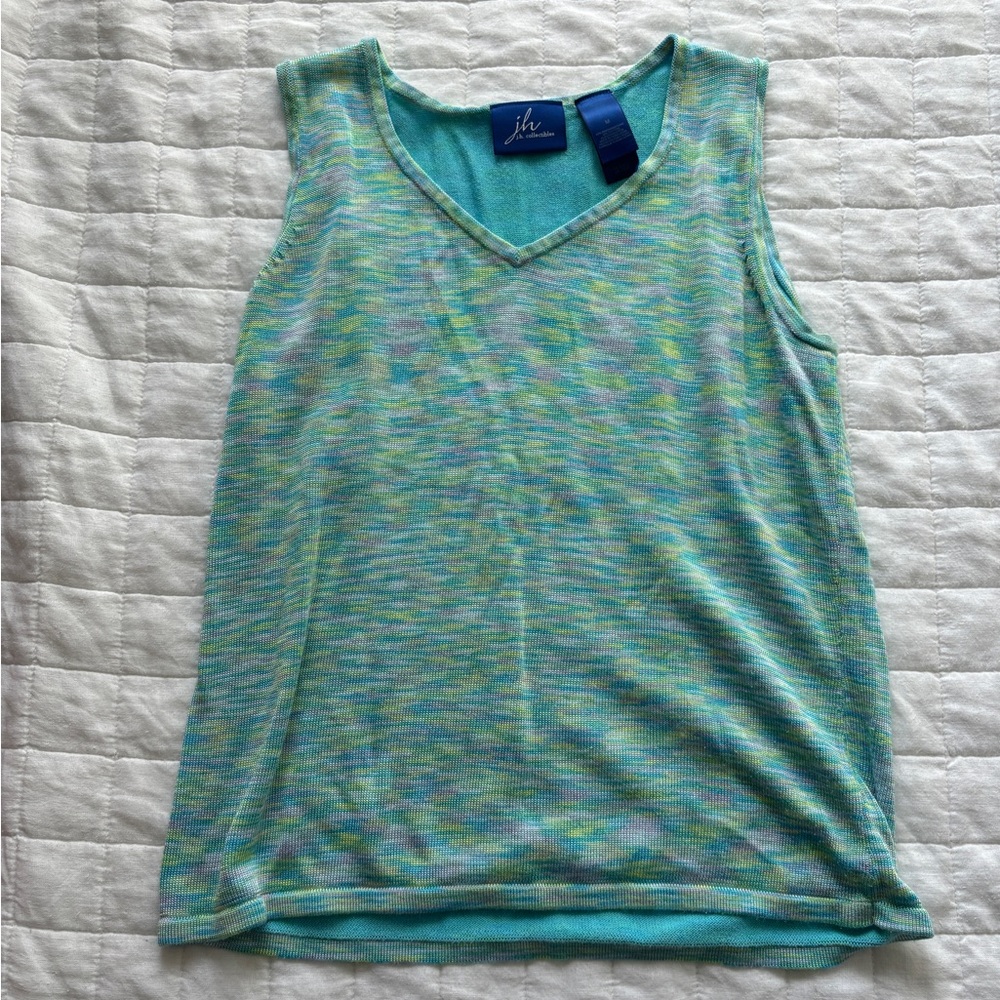 Vintage JH y2k stretchy tank top - greens/blues, size medium